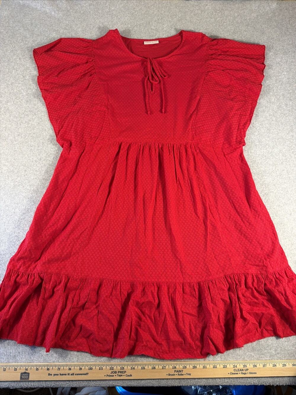 Knox Rose Bright Red Summer Dress Size L Flutter Sleeve Boho